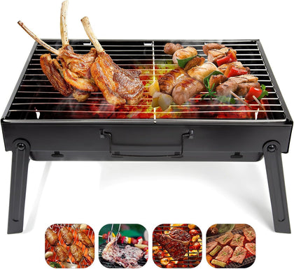 AGM folding portable barbecue grill in full assembly for outdoor gatherings.