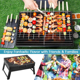 AGM folding portable barbecue grill packed in box for easy transport.