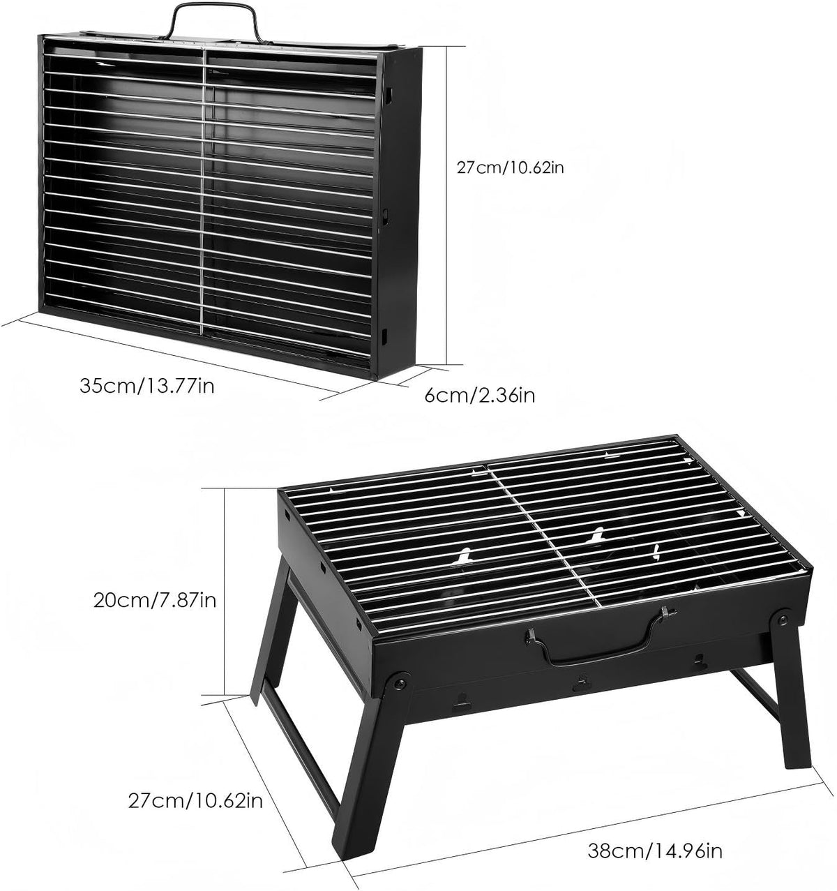 AGM folding portable barbecue grill removable grill and ash catcher simplify cleaning.