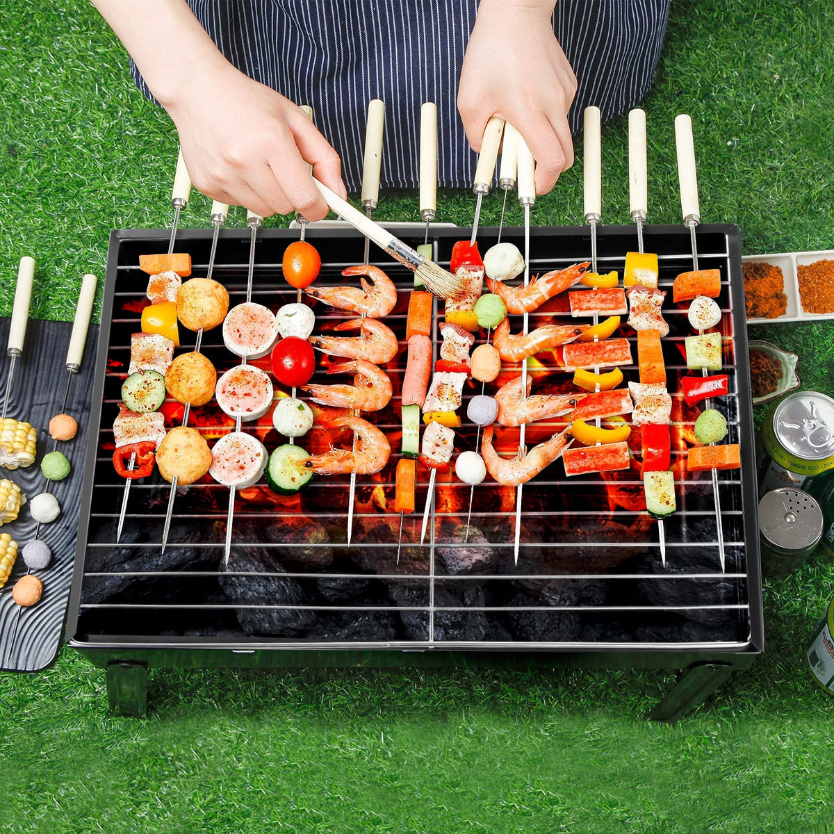 AGM Outdoor Grill on a camping scene for smoky outdoor cooking