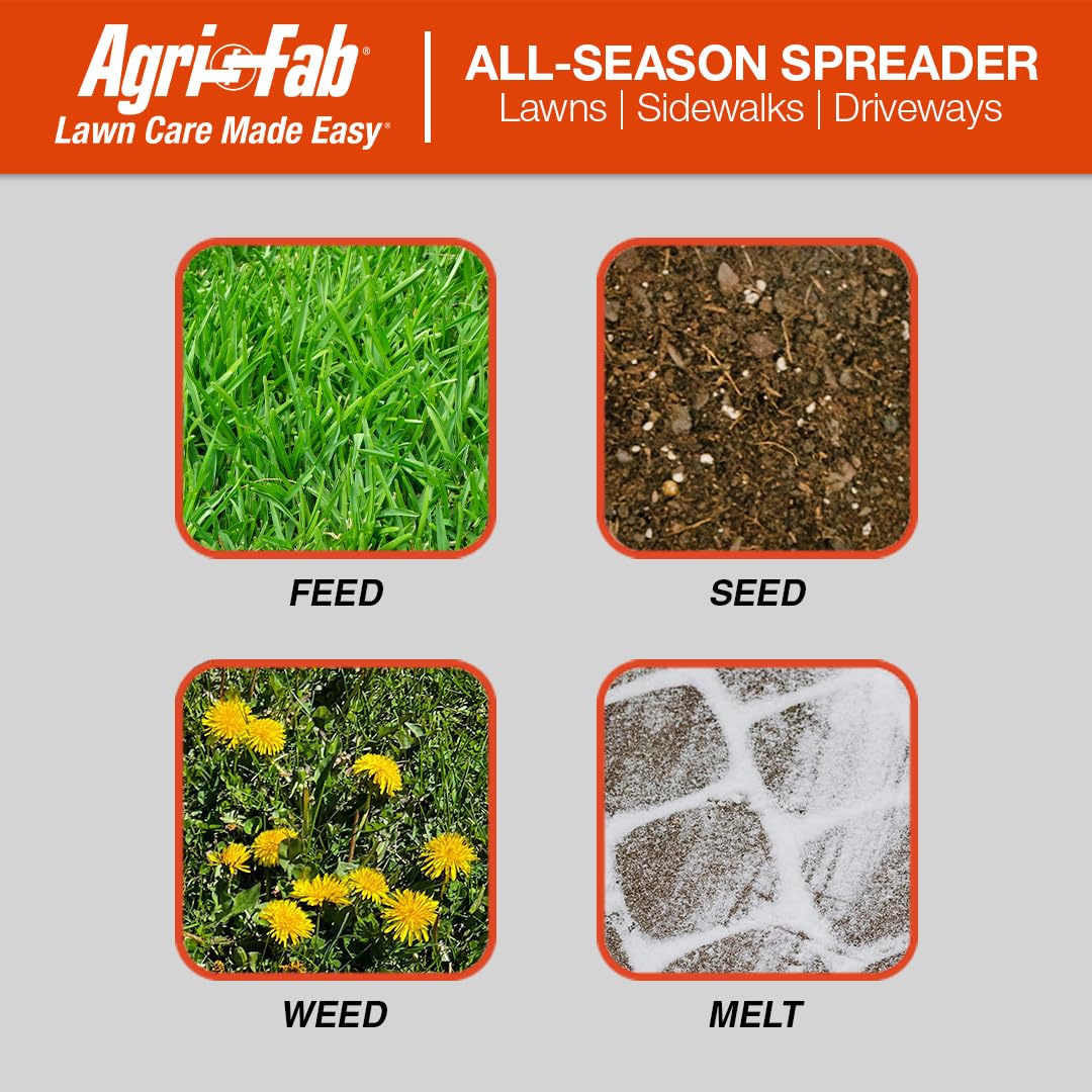 Spread width up to 10 ft for efficient lawn coverage.