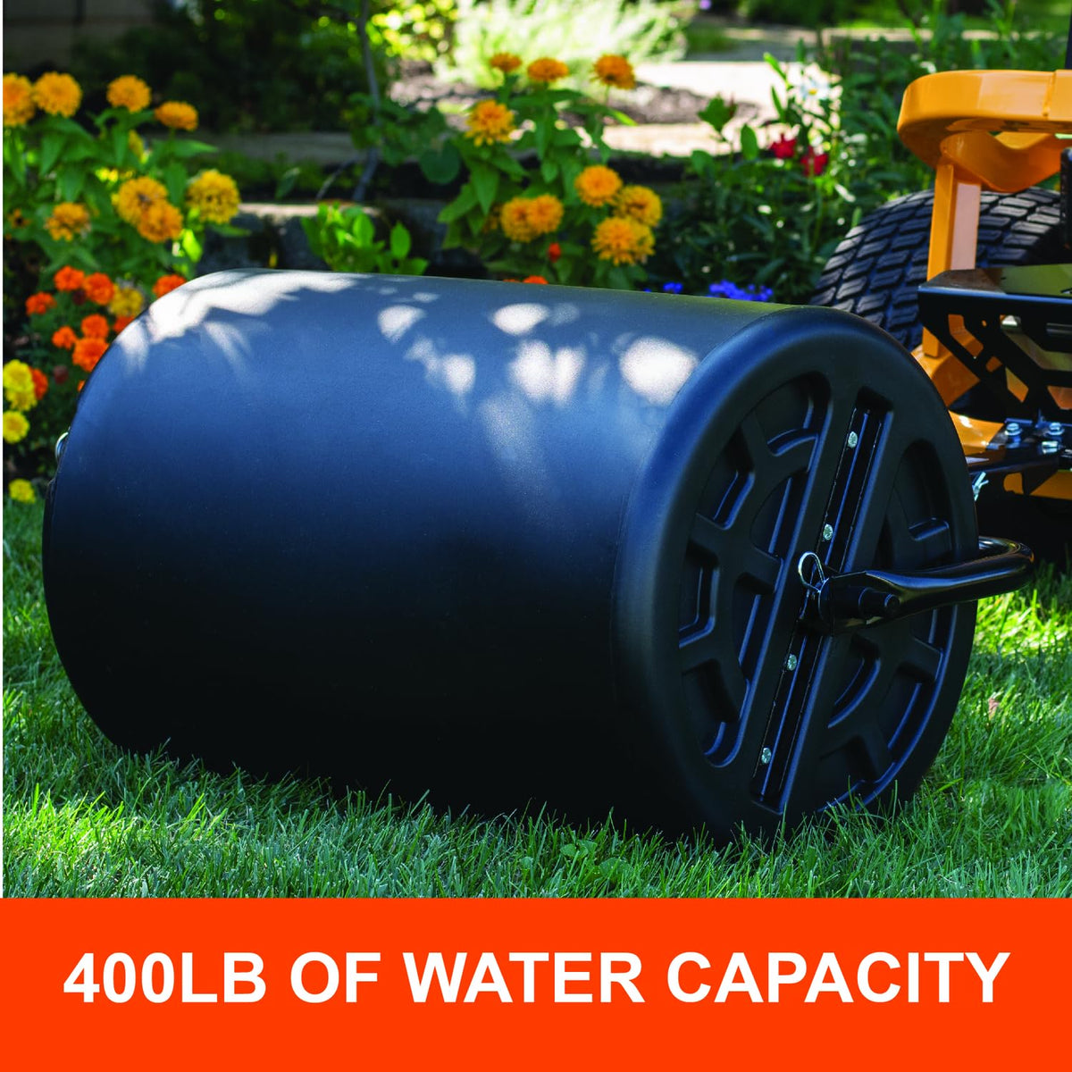 Agri-Fab 45-0610 roller weighs 250 lbs with water fill for steady ground contact