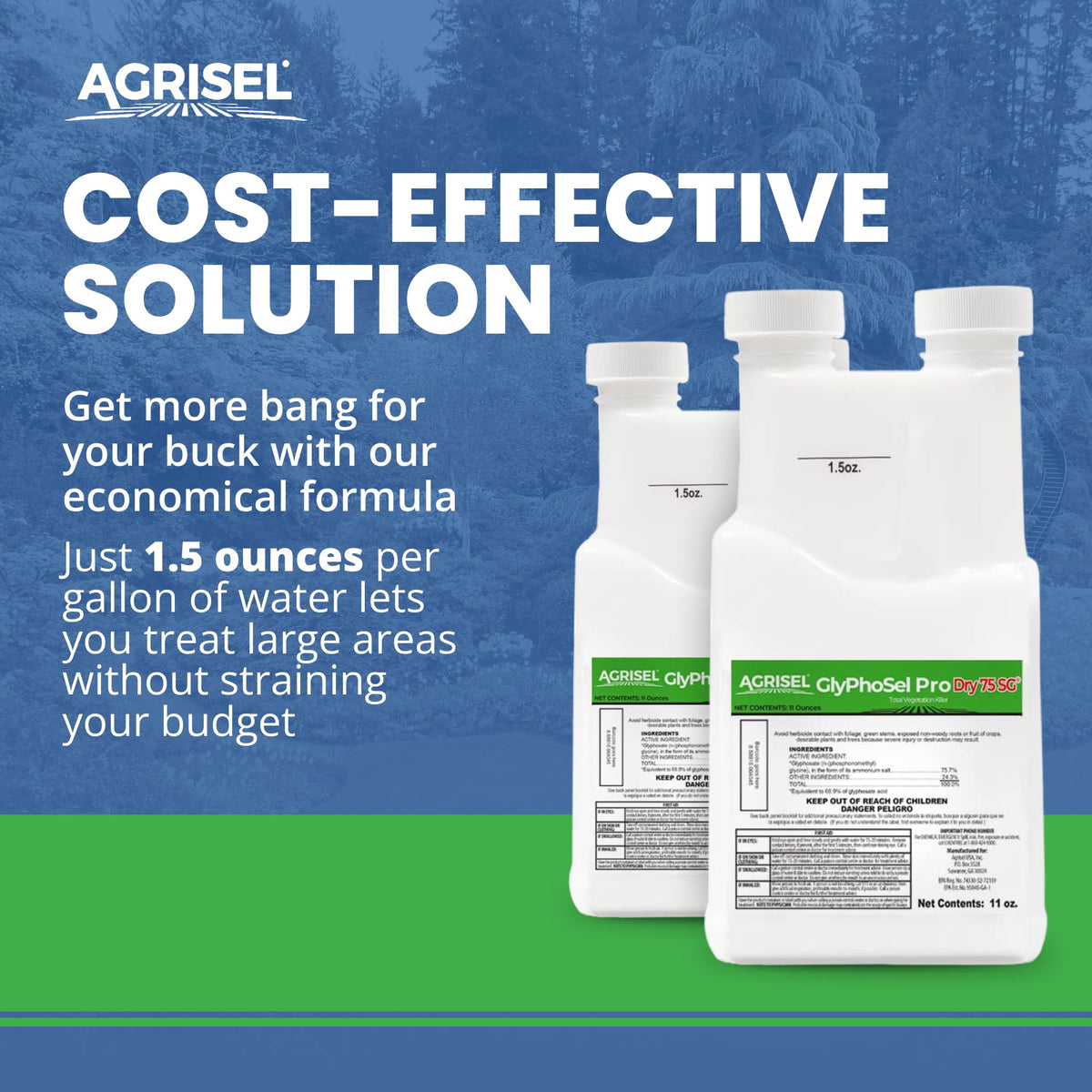 Agrisel GlyPhoSel Pro Dry75 targets common weeds like crabgrass.