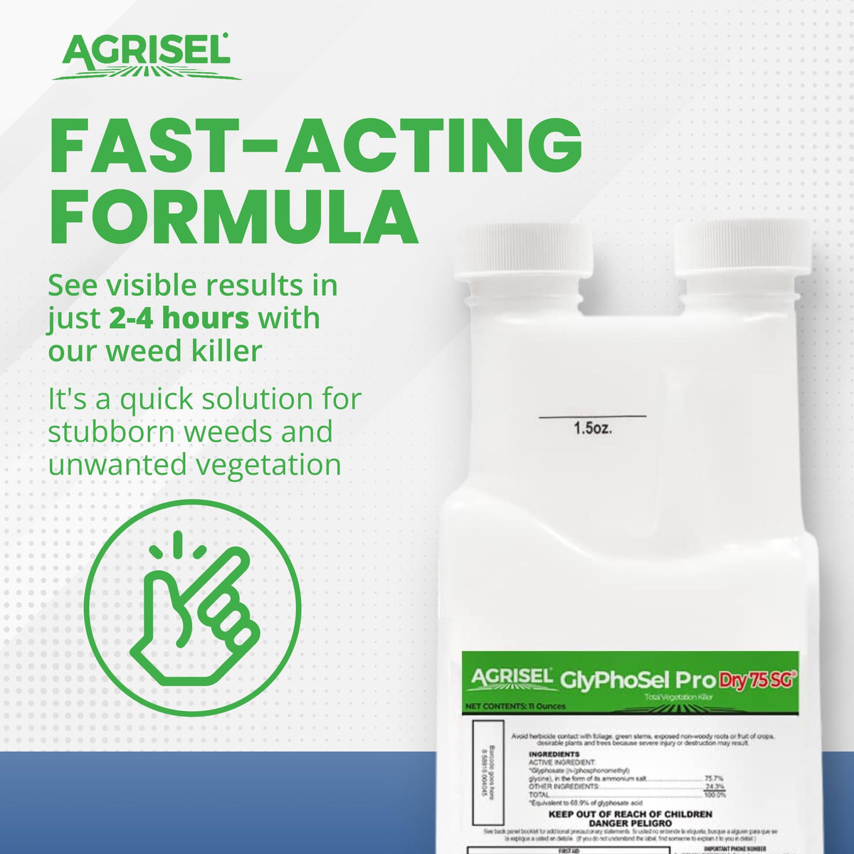 Agrisel GlyPhoSel Pro Dry75 broad coverage for large areas.