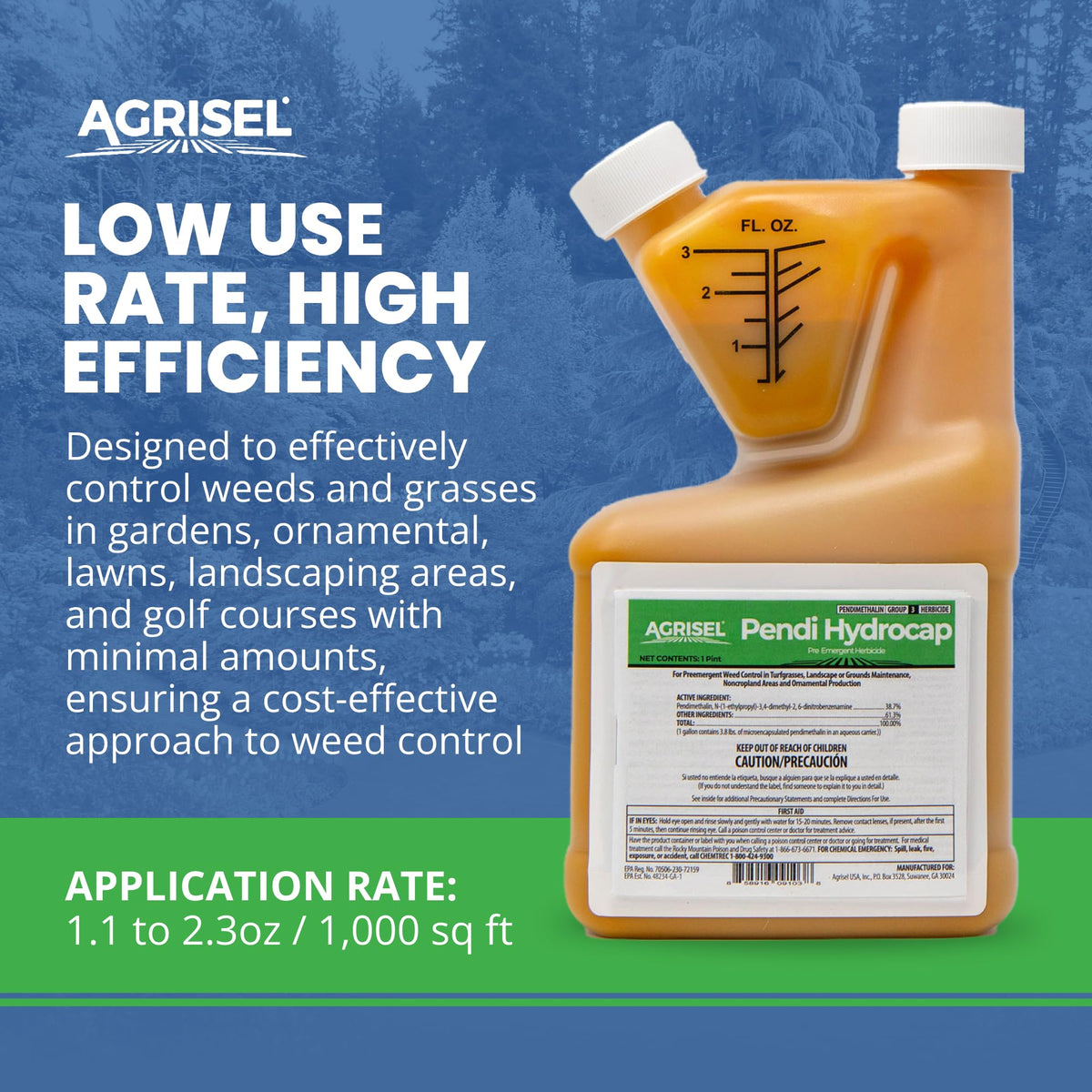 Agrisel Pendi Hydrocap EPA-approved label confirms residential use.