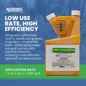 Agrisel Pendi Hydrocap Weed Killer demonstrating coverage area for lawns.