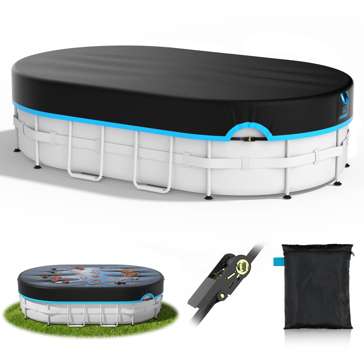 AGROAIDE oval pool cover tear-resistant design protecting round pools