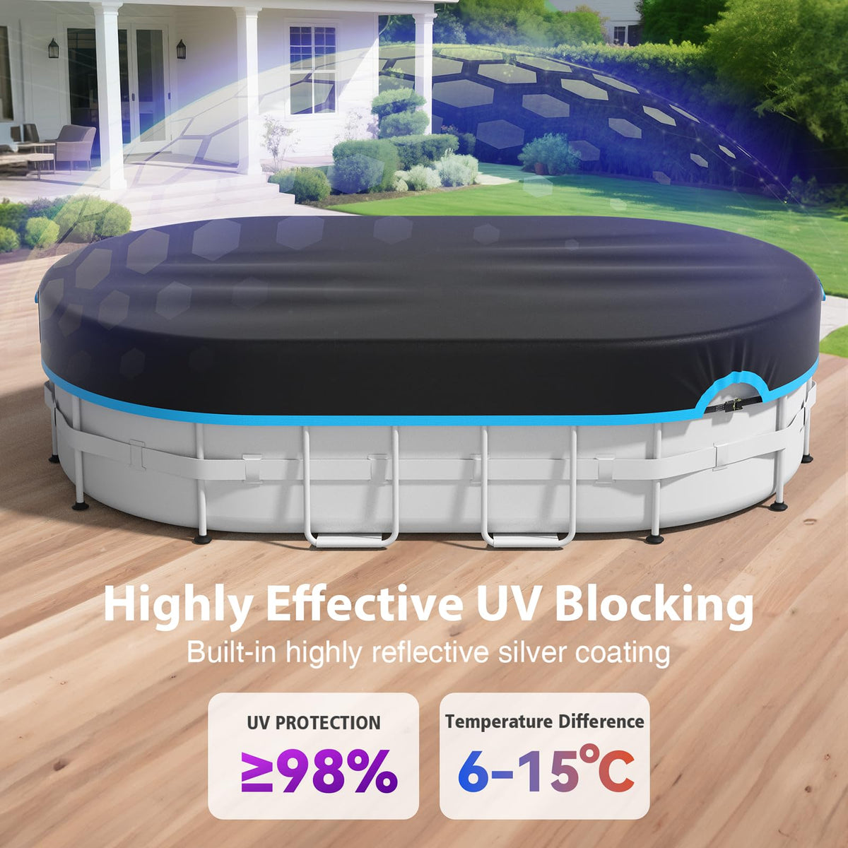 AGROAIDE pool cover with silver coating blocks UV rays