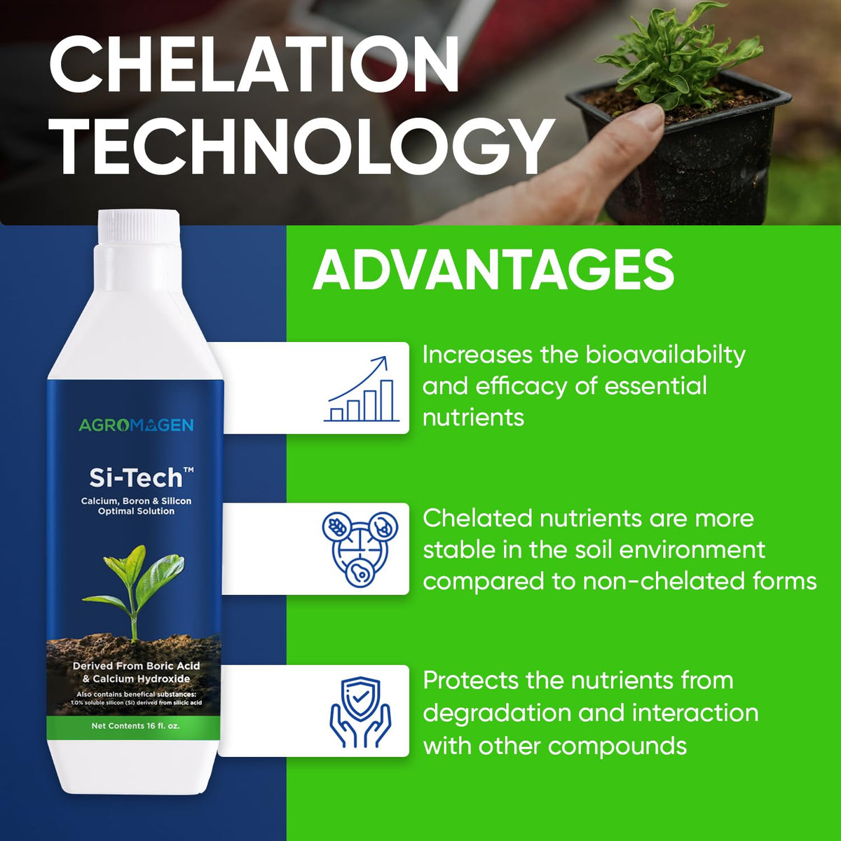 AgroMagen Si-Tech Silica supports healthier roots and enhanced nutrient uptake.