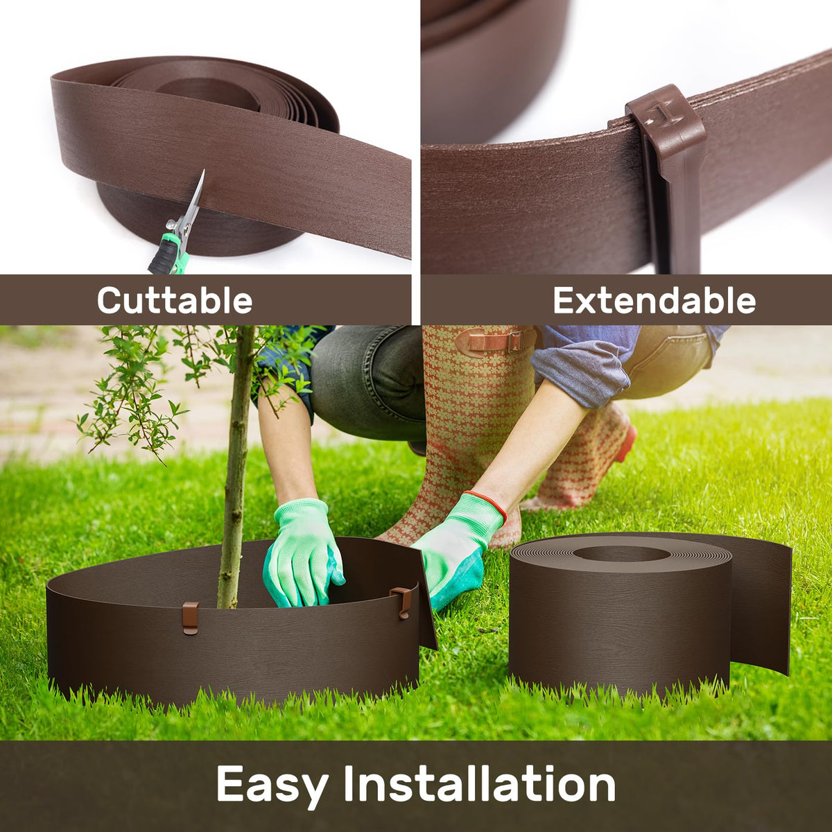 AGTEK edging kit with 18 stakes and packaging for secure setup.