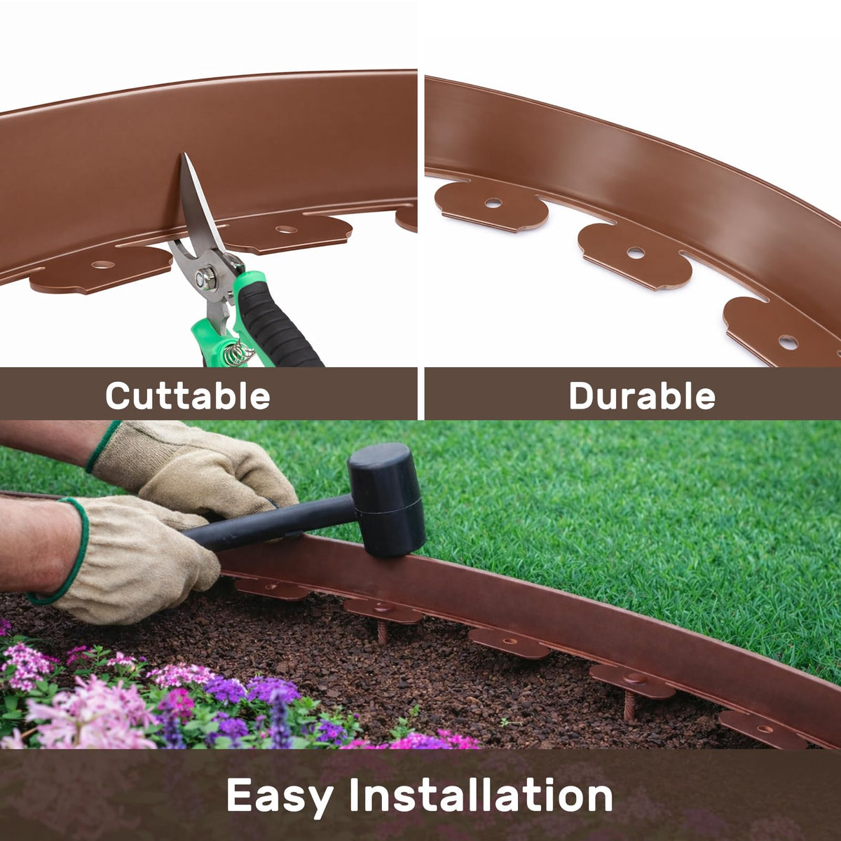 AGTEK Garden Edging kit with 60 stakes demonstrates secure anchoring for stable borders.