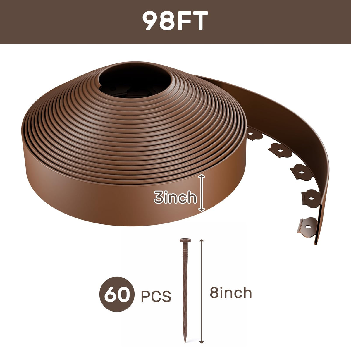 AGTEK Garden Edging 98ft kit garden-border focus helps define lawn and flower bed edges.