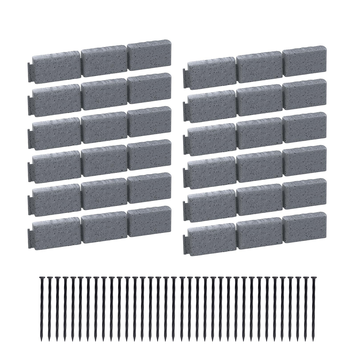 AGTEK garden edging kit with 16ft grey interlocks for clean flower bed borders.