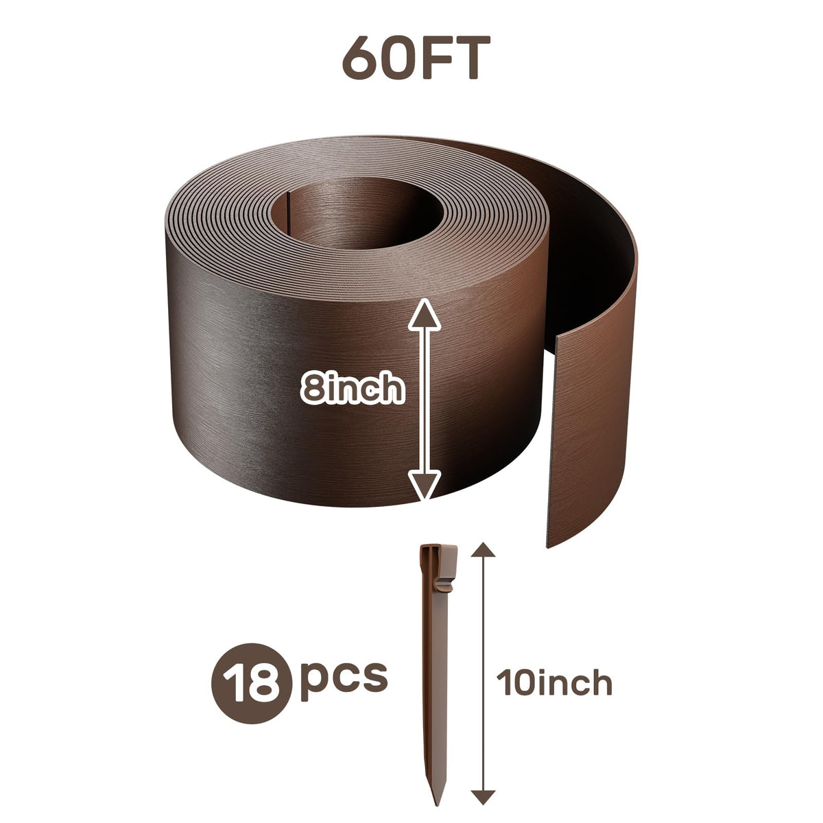 AGTEK edging coil 59ft curved bed installation follows curved borders.