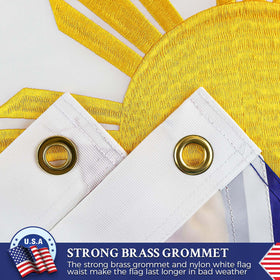 AGUIFLGS embroidered stars Philippines flag close-up shows durable stitching.