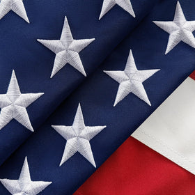 AGUIFLGS American flag 3x5 outdoor with embroidered stars demonstrates lasting durability in wind.