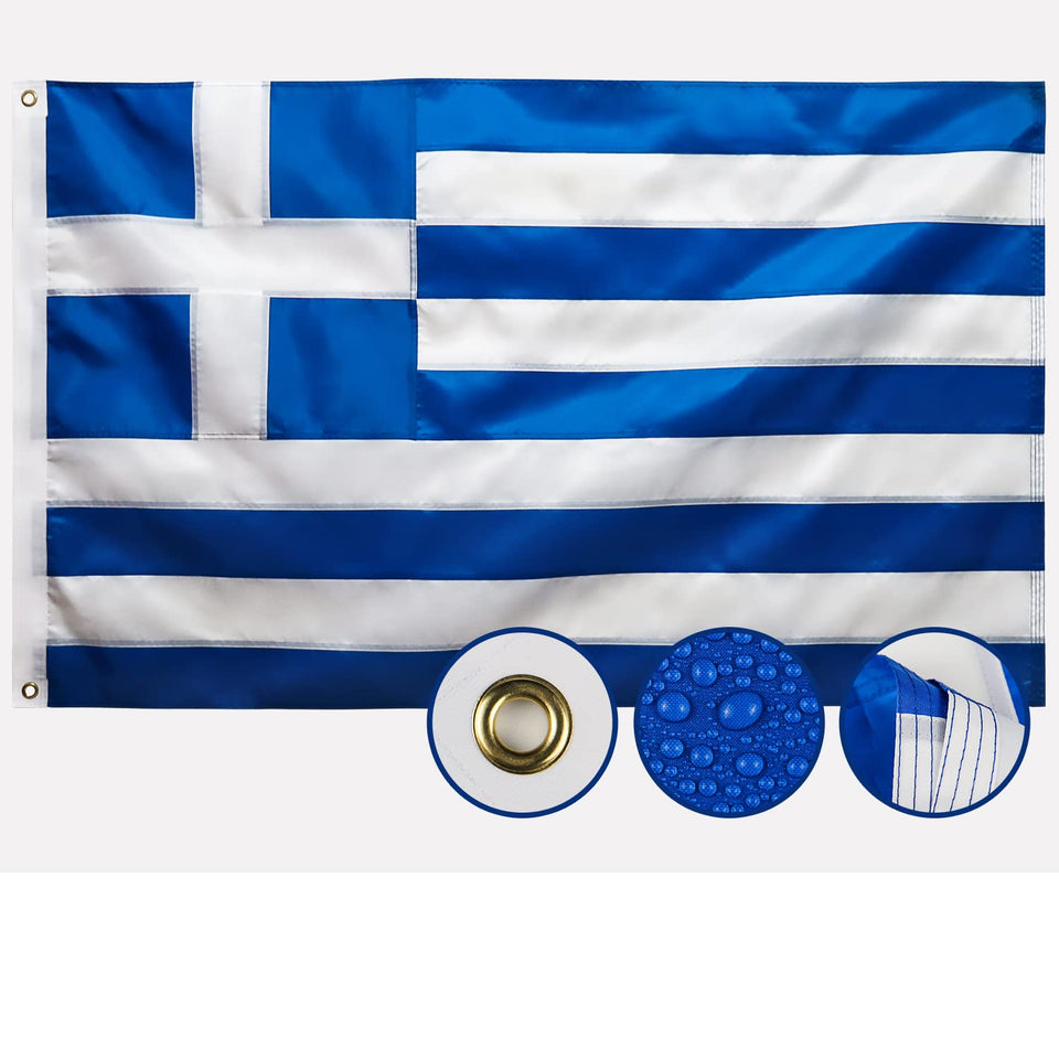AGUIFLGS Greece flag front view shows vivid color for outdoor displays.