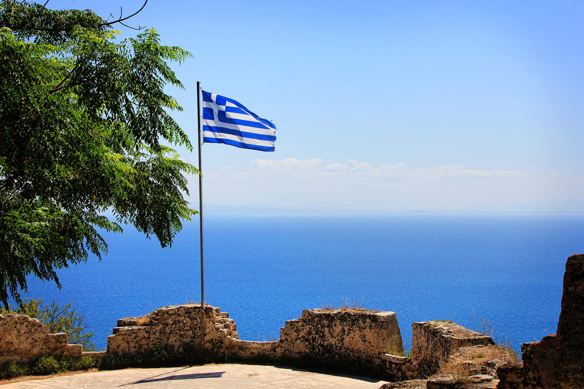 AGUIFLGS Greece flag 210D nylon with waterproof finish for all weather.