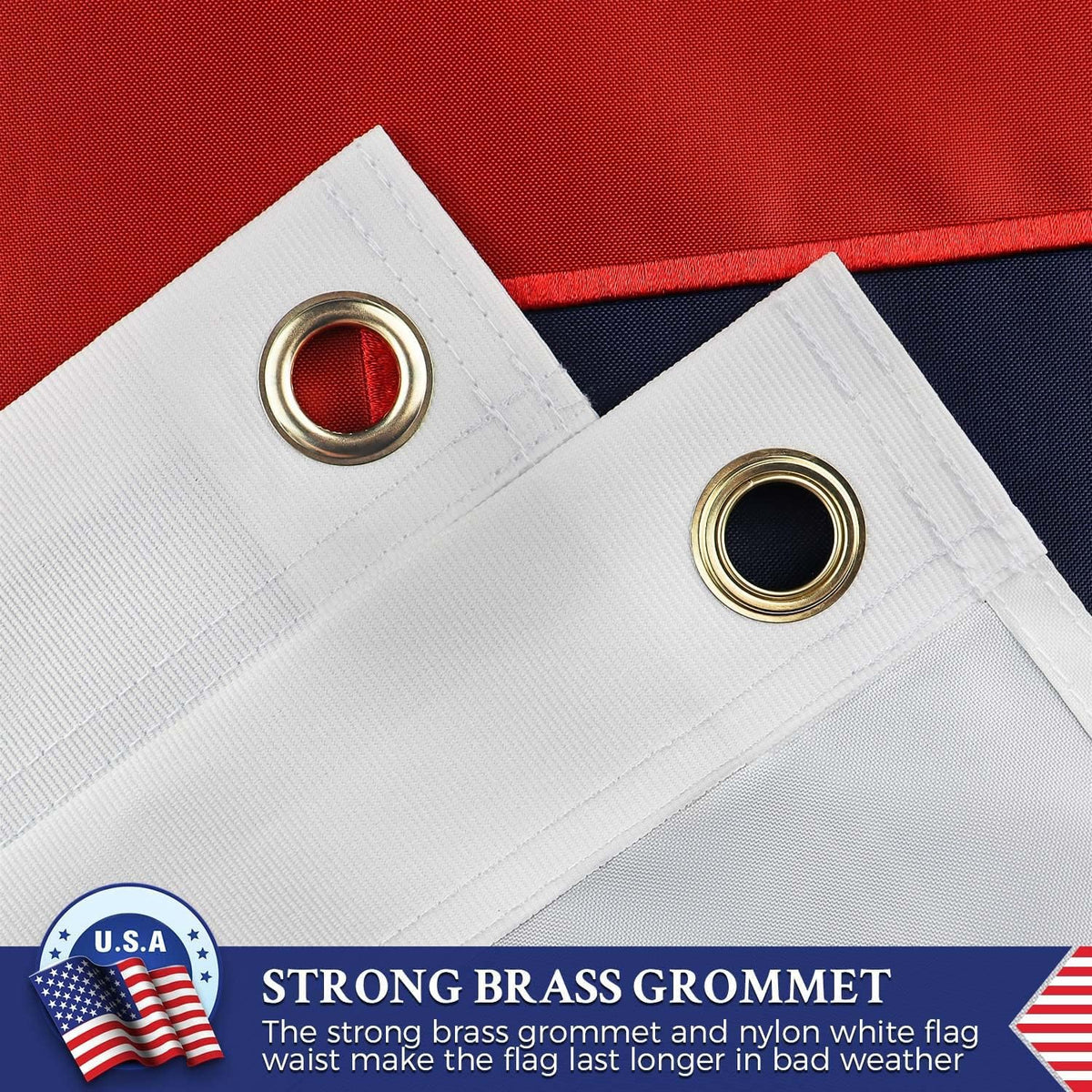 AGUIFLGS 210D heavy nylon flag withstands wind and rain.