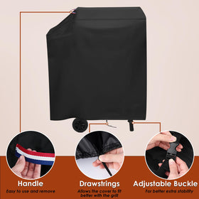 Agustone grill cover fitted to Char-Griller E1515 with precise dimensions