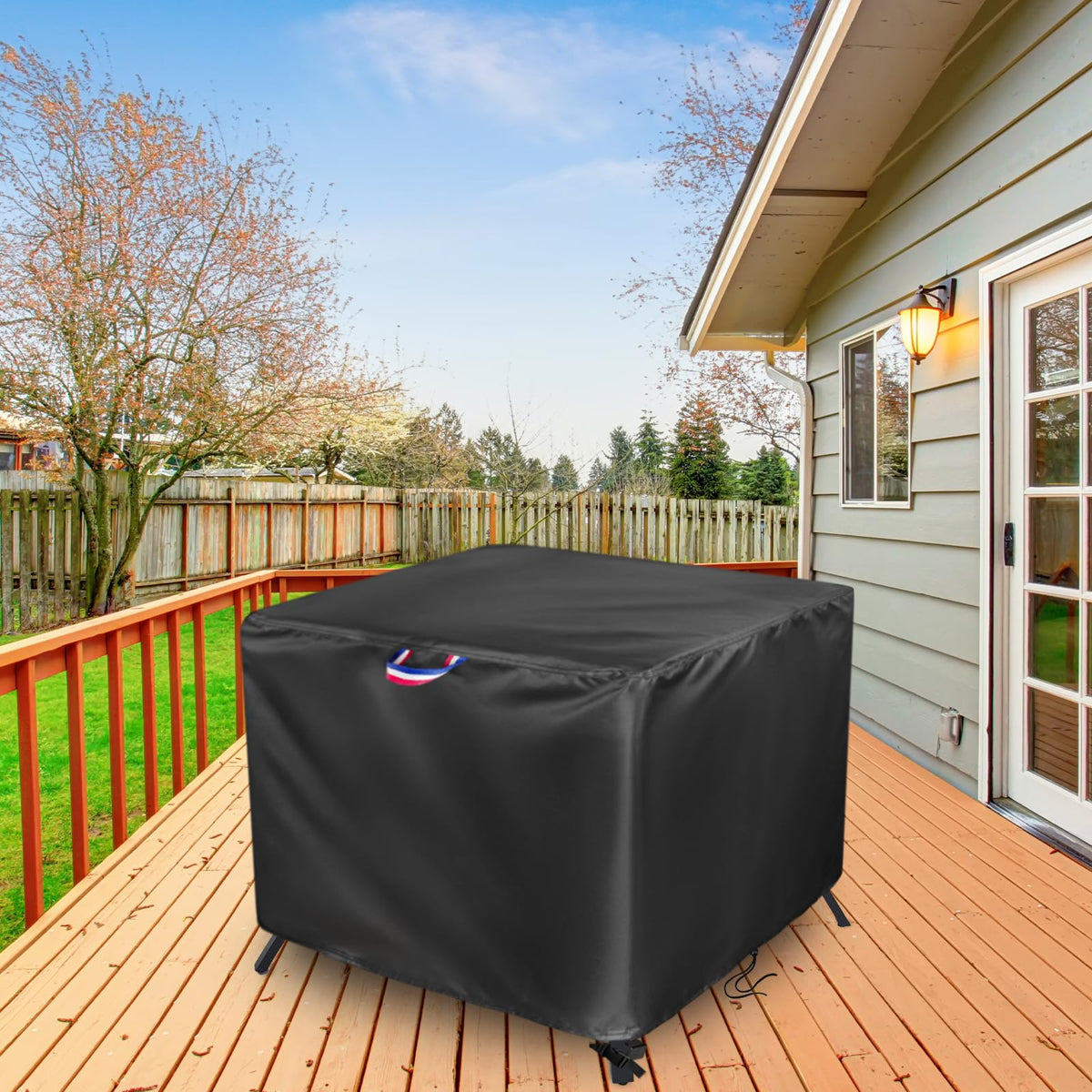 Agustone cover with plastic buckles securing a tight fit