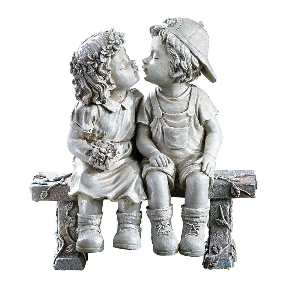 Ahbuohe Garden First Kiss statue in outdoor garden adds curb appeal.