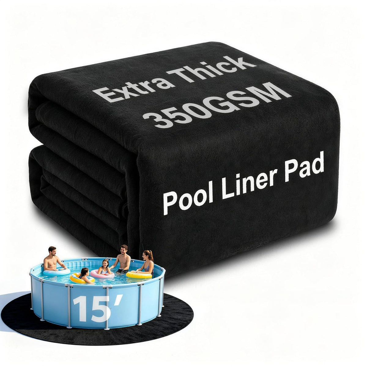 AHEONLAR 15ft round pool liner pad, thick and durable.
