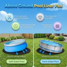 AHEONLAR easy-installation pool pad for lawn, gravel, or wood.