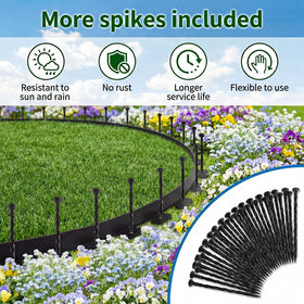 Flexible border follows pathways with smooth curves for trees and walkways