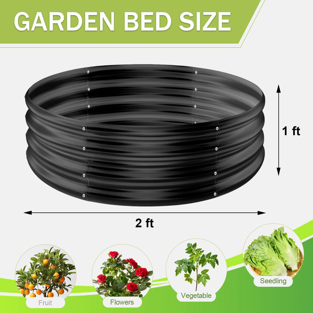 AHEONLAR round galvanized raised bed 3-pack showing multiple planting zones.