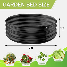 AHEONLAR round galvanized raised bed 3-pack showing multiple planting zones.