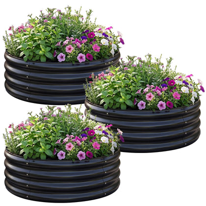 AHEONLAR round galvanized raised bed assembly for quick planting.
