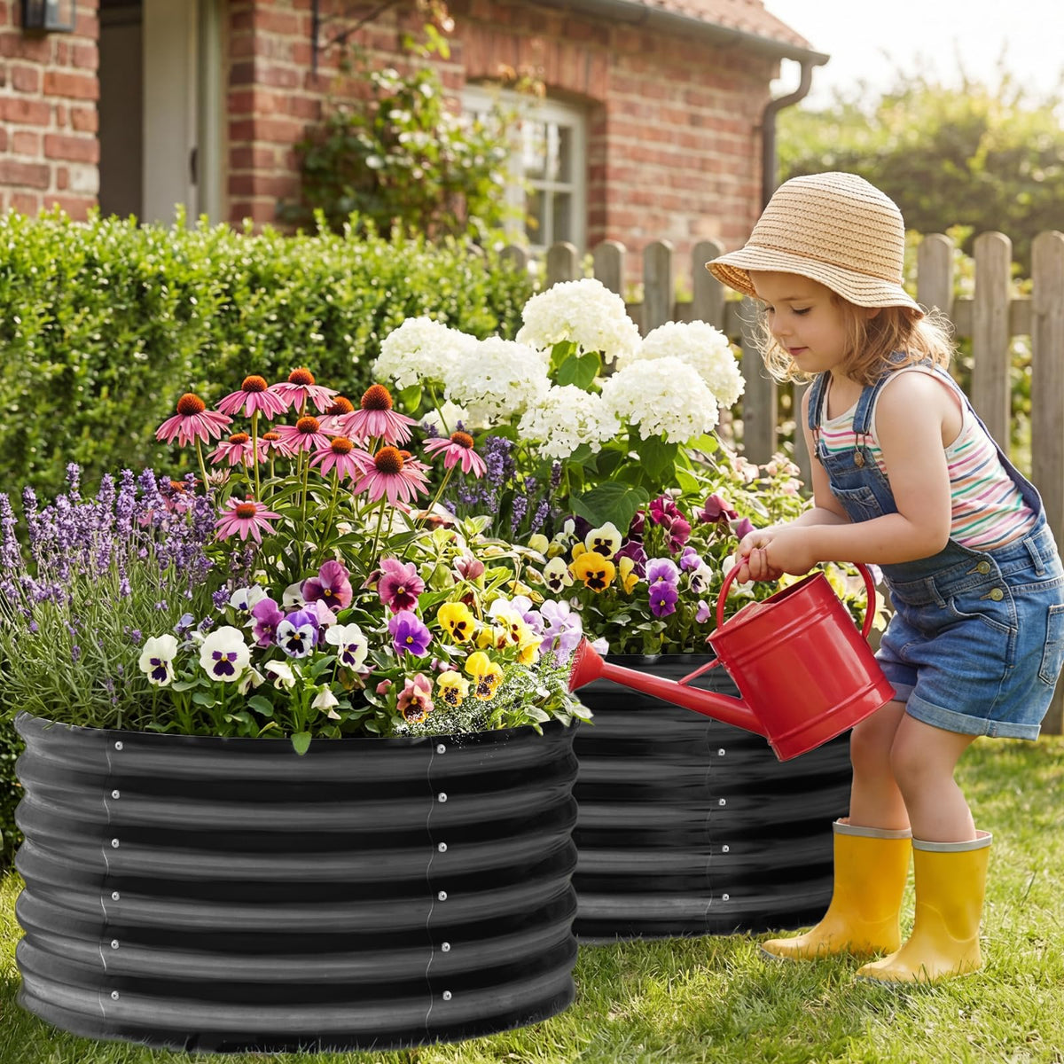 AHEONLAR round galvanized raised garden bed assembly demonstrates easy setup and durable construction