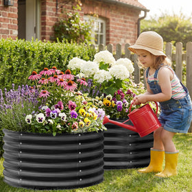 AHEONLAR round galvanized raised garden bed assembly demonstrates easy setup and durable construction