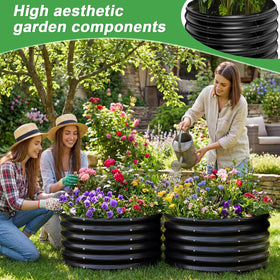 AHEONLAR round galvanized raised garden bed in garden for neat defined planting areas