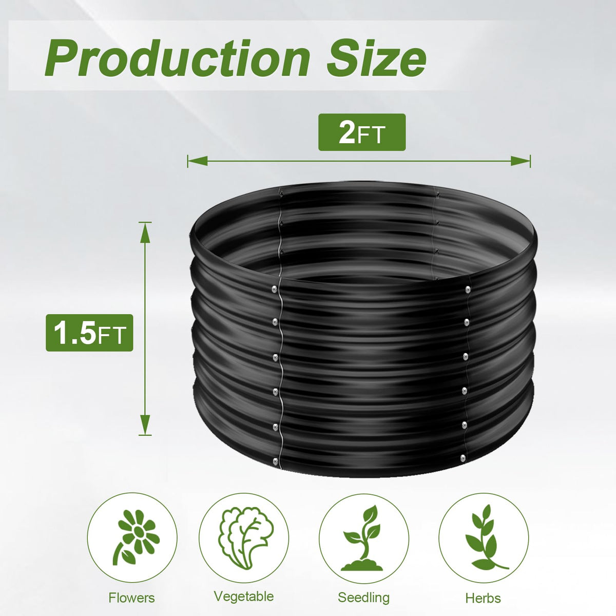AHEONLAR round galvanized raised garden bed open base prevents waterlogging and protects roots