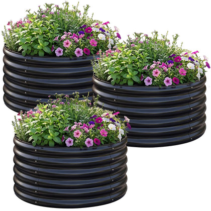 AHEONLAR round galvanized raised bed for durable vegetable and flower gardening.