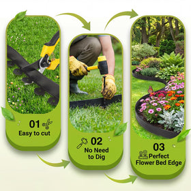 Weatherproof plastic border stands up to outdoor conditions