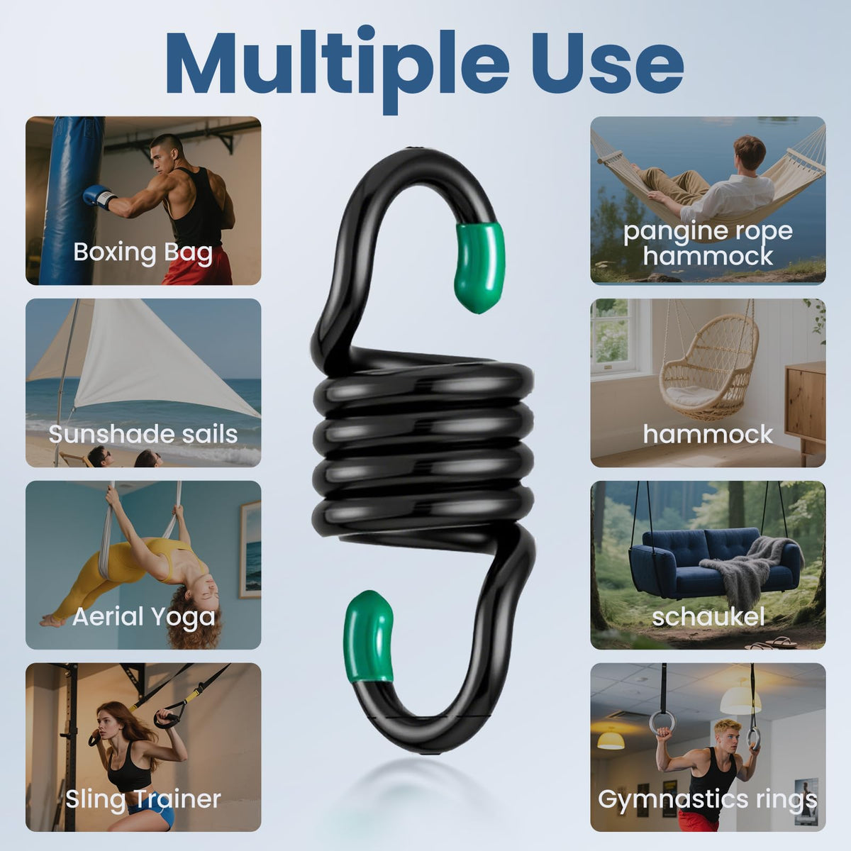 Aheucndg hanging kit suitable for outdoor and indoor hammock use.