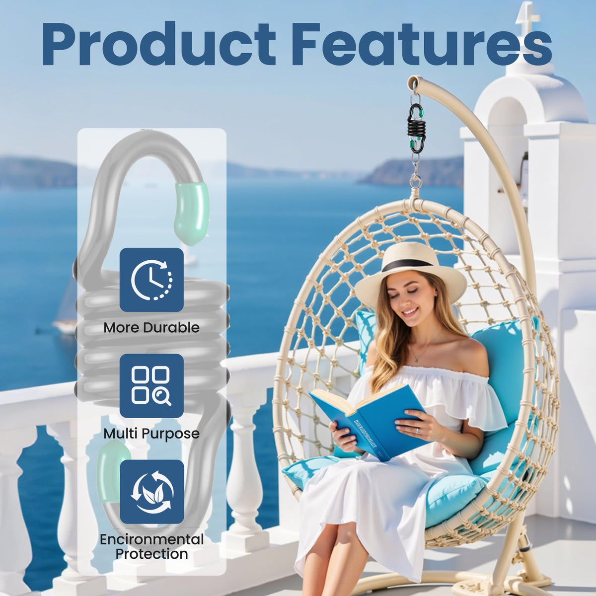 Aheucndg porch swing hammock installation with secure mounting points.