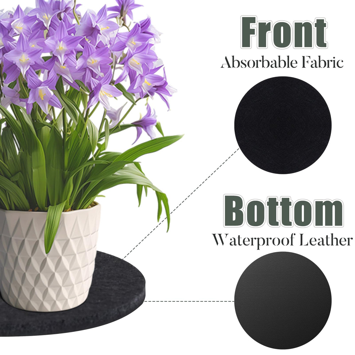 AHFCANG eight piece coaster set in four sizes for indoor and outdoor pots