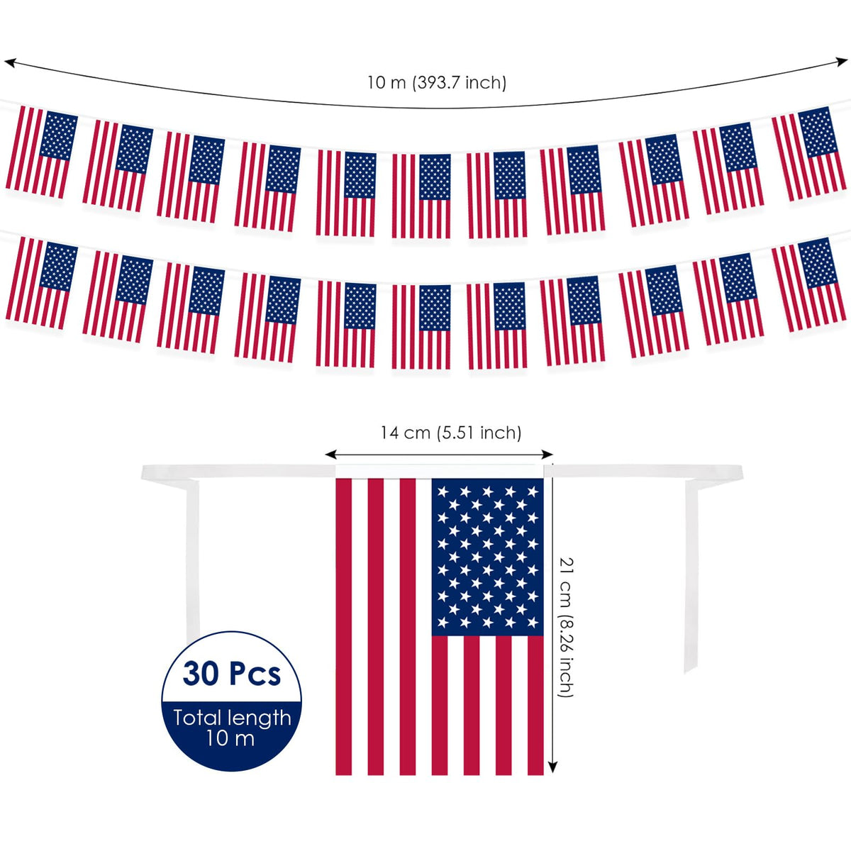 AhfuLife 30 small USA flags ideal for festive indoor or balcony displays