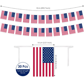 AhfuLife 30 small USA flags ideal for festive indoor or balcony displays