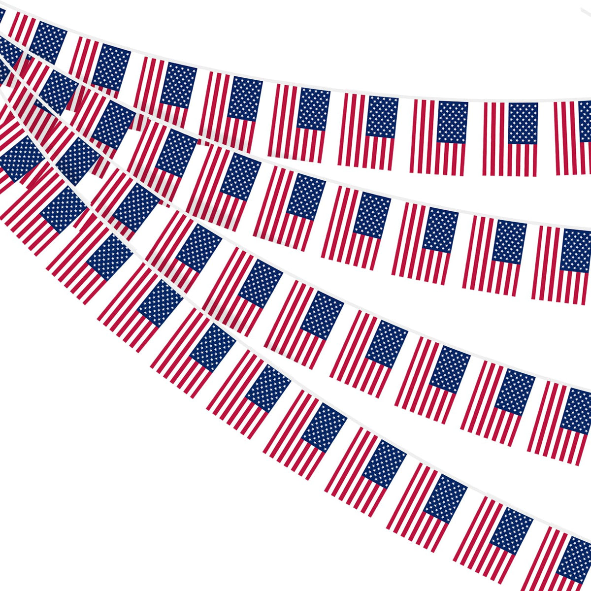 AhfuLife 33ft American flag bunting banner for outdoor decor, vibrant patriotic display