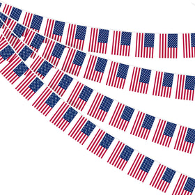 AhfuLife 33ft American flag bunting banner for outdoor decor, vibrant patriotic display