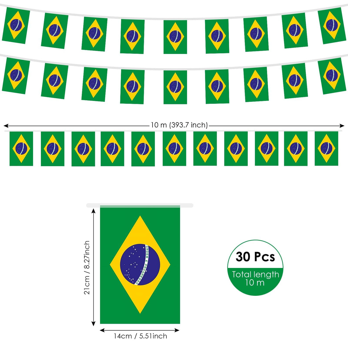 AhfuLife double-sided Brazil bunting enhances visibility from both sides during celebrations