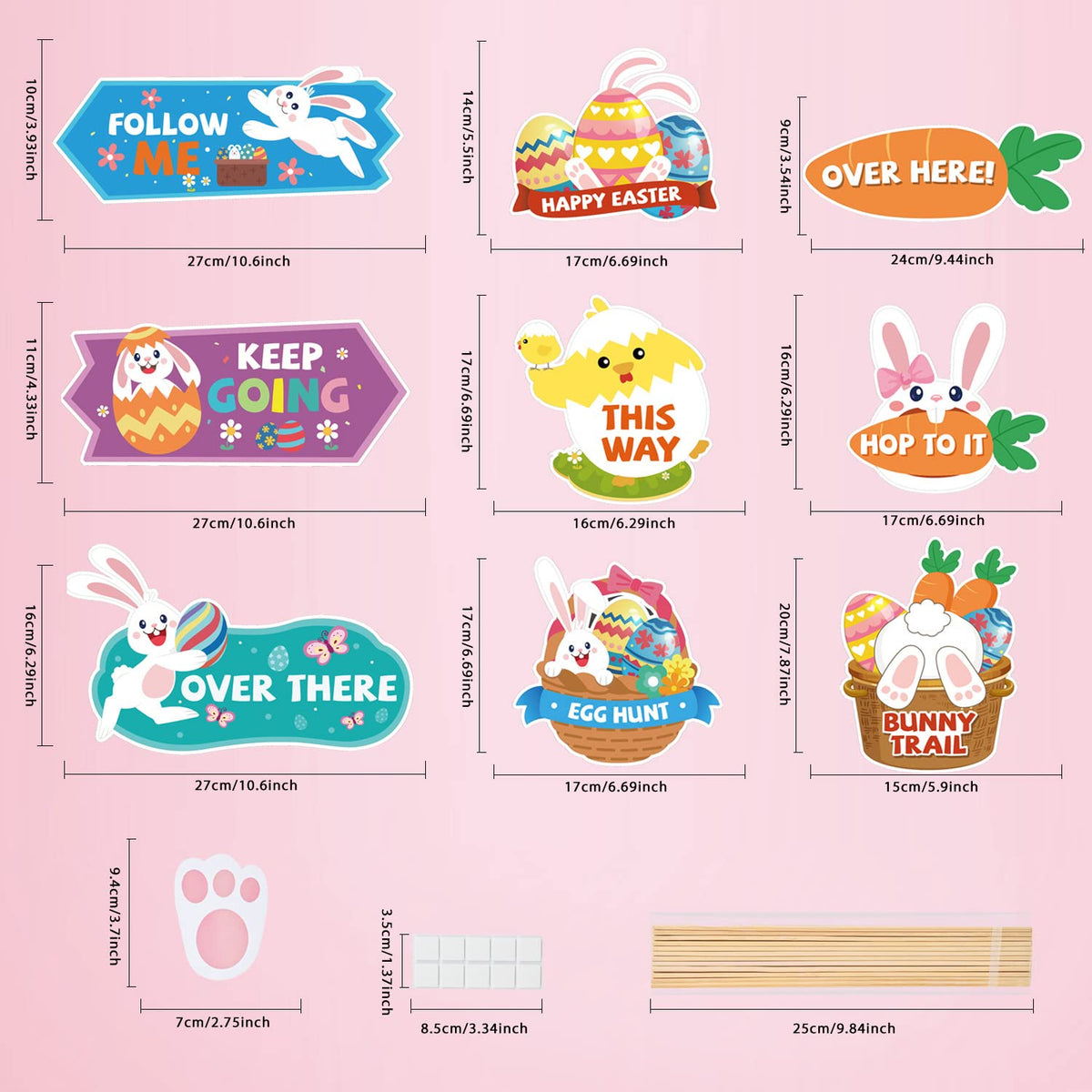 AhfuLife bunny footprints paper decorations for lawn or garden