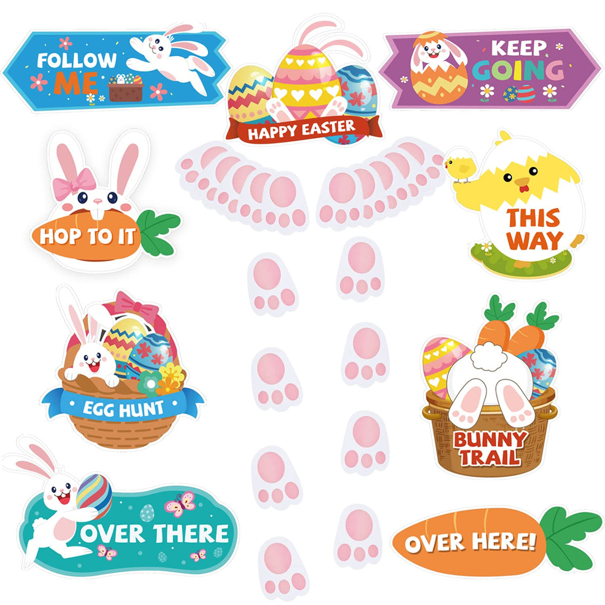 AhfuLife Easter signs set with double-sided designs for outdoor egg hunts