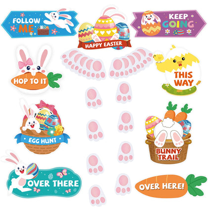 AhfuLife Easter signs set with double-sided designs for outdoor egg hunts