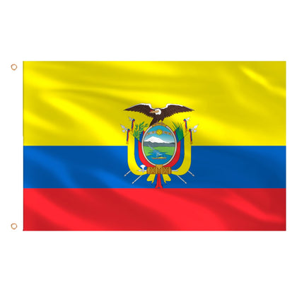 AhfuLife Ecuador flag 3x5 ft fluttering outdoors for celebrations
